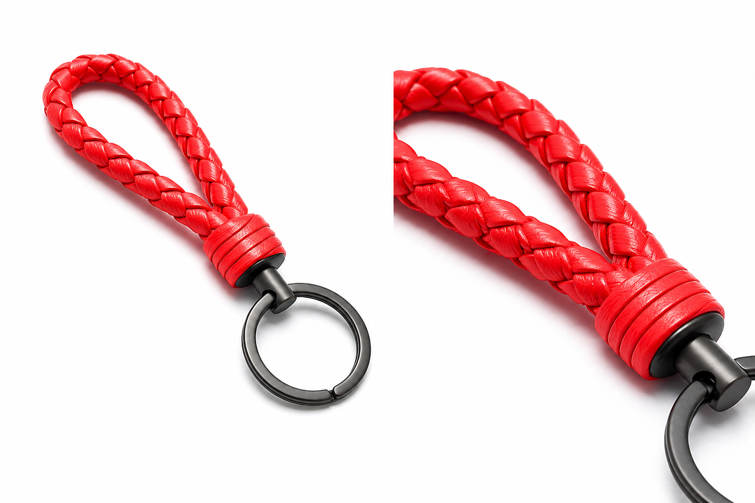 Braided red keyring