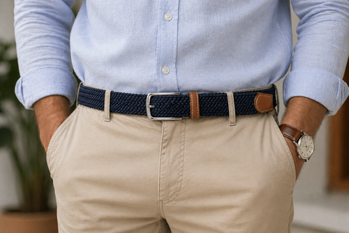 Navy Blue Elastic Braided Belt