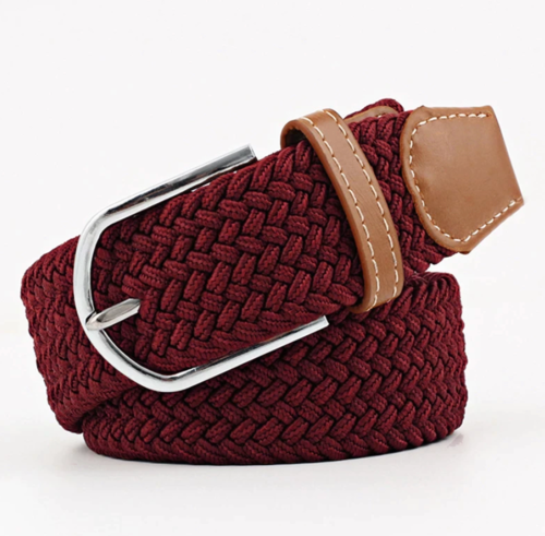 Burgundy Braided Elastic Belt