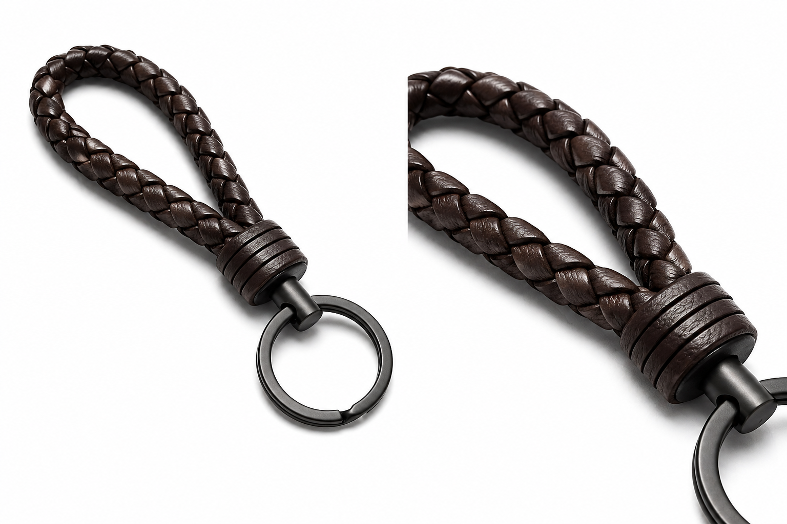 Braided black keychain