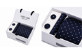 Pack Corbata de puntos blancos sobre fondo azul marino