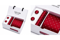 Pack Corbata puntos blancos sobre fondo rojo