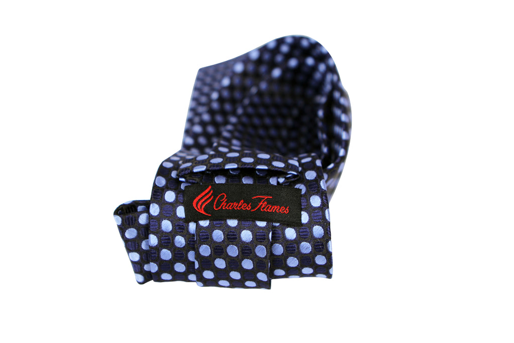 Corbata Azul con Lunares Celestes