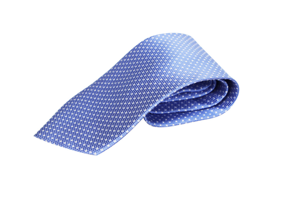 Corbata Azul Celeste con Cuadrados Blancos