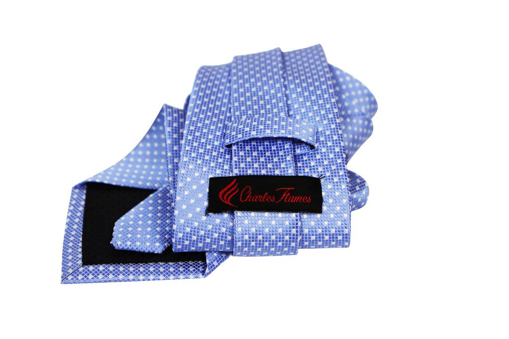 Corbata Azul Celeste con Cuadrados Blancos