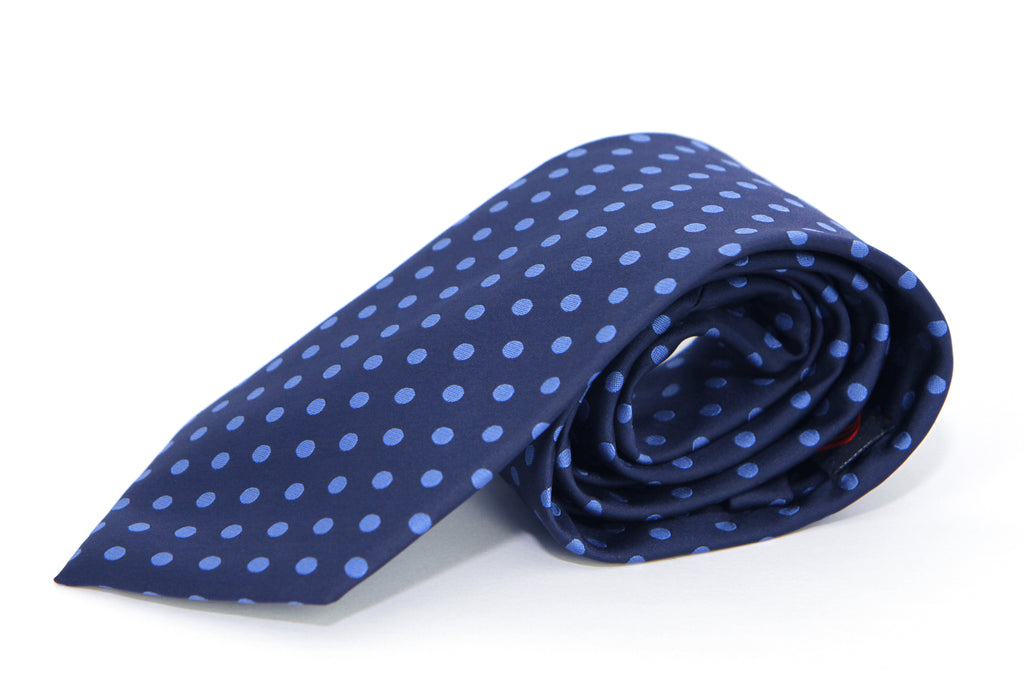 Corbata Azul con Lunares Azul Claro