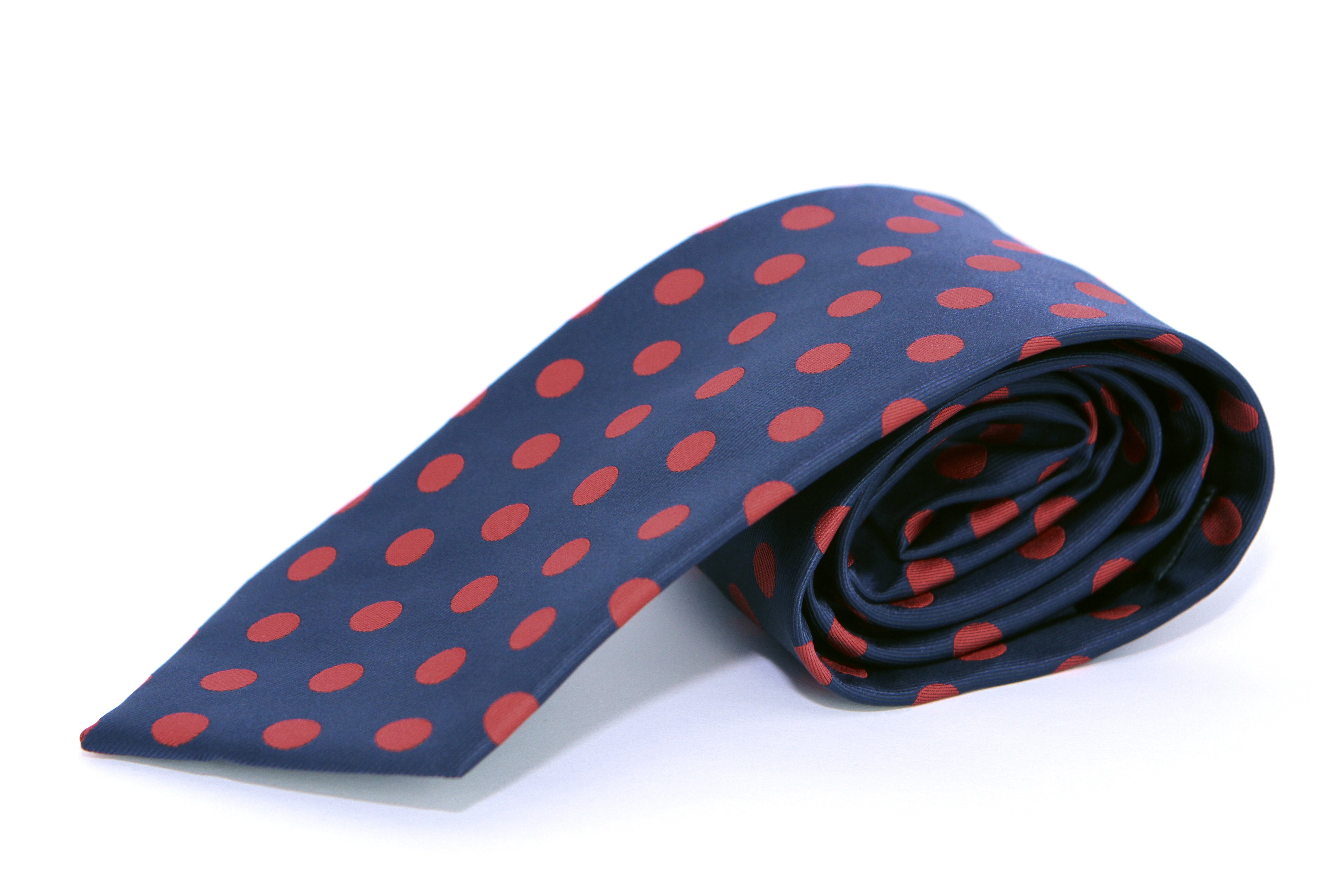 Corbata Azul con Lunares Rojos