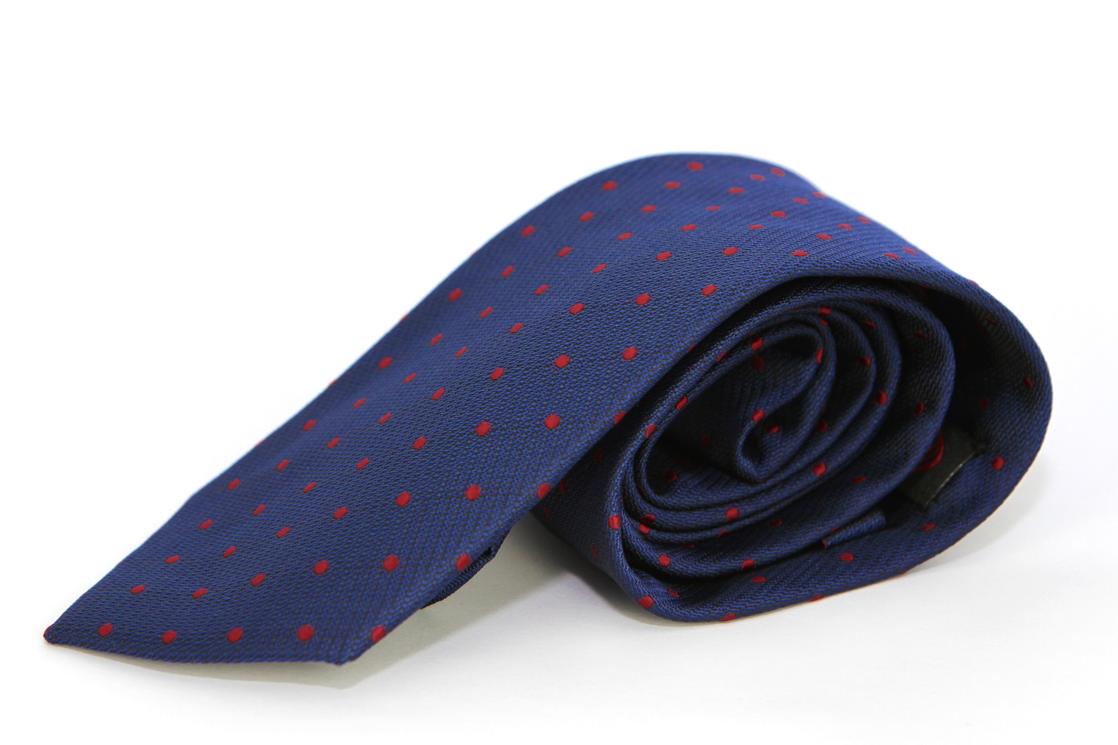 Corbata Azul con Puntos Rojos