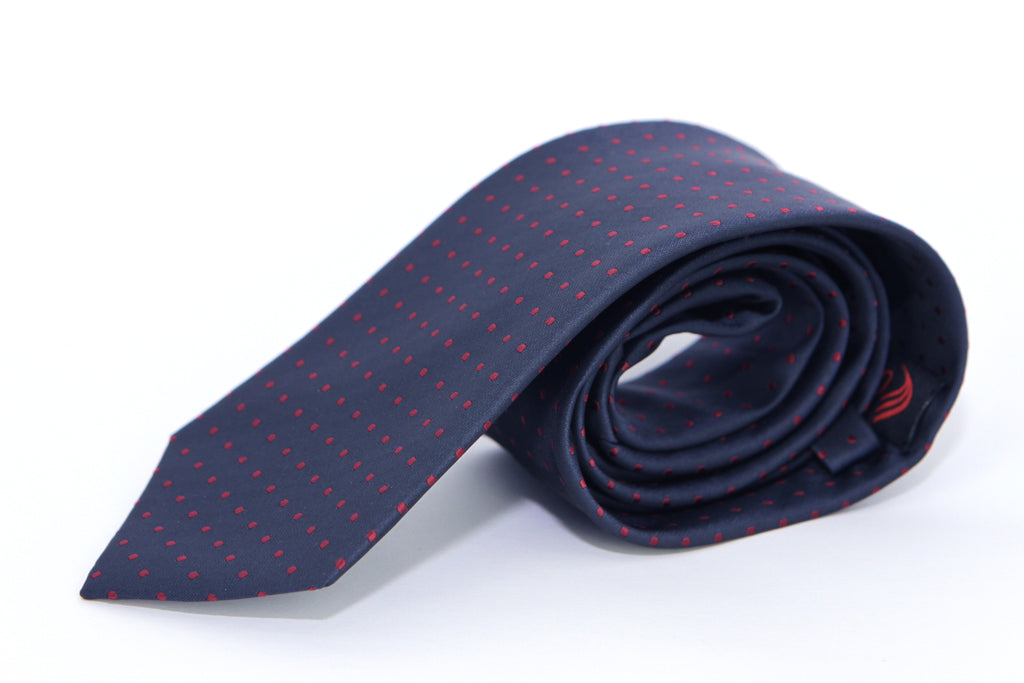 Dark Blue Tie with Maroon Dots