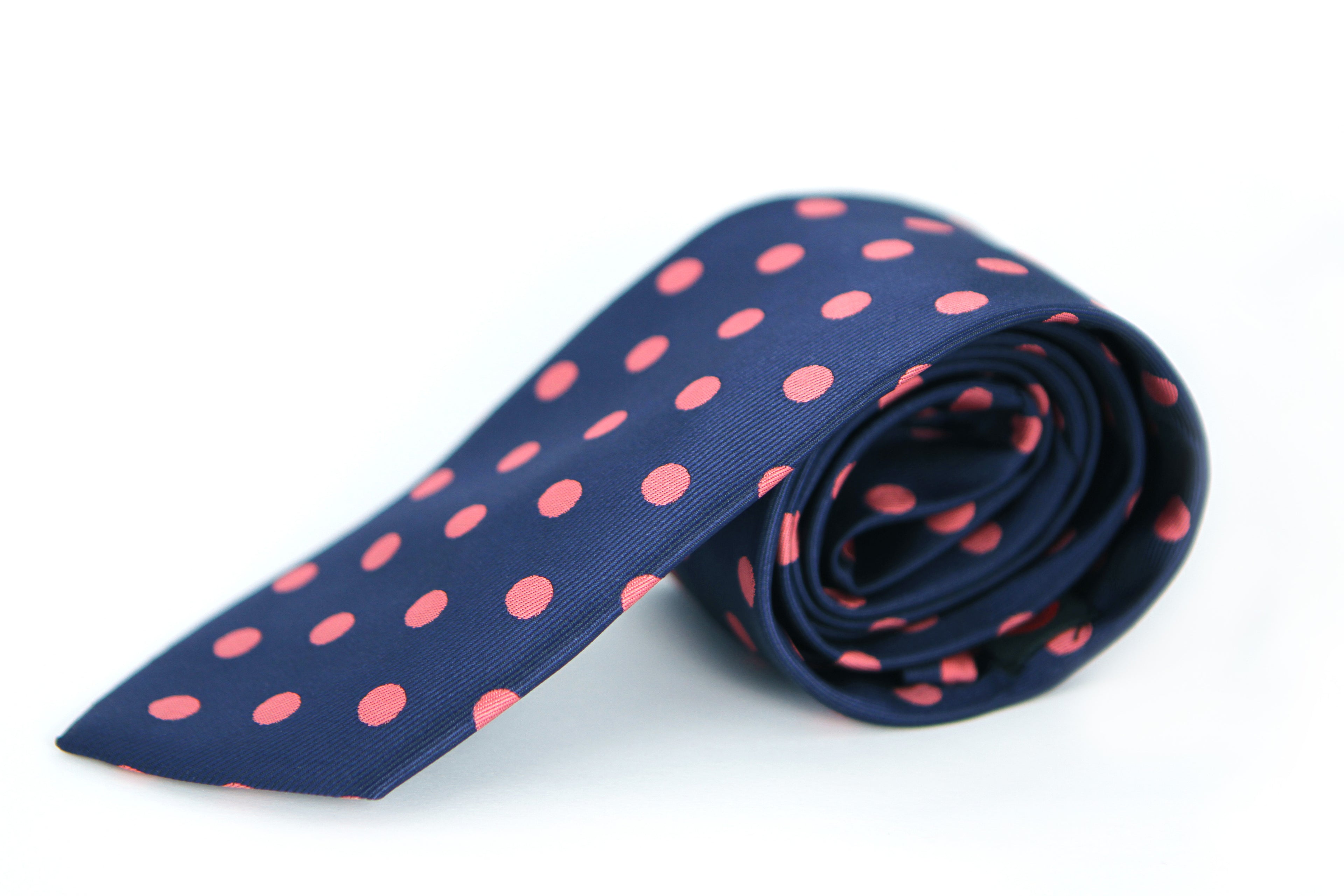 Corbata Azul con Lunares Rosas