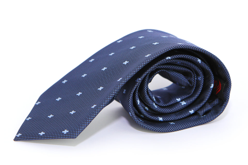 Corbata Azul Oscuro Trenzado con Flores