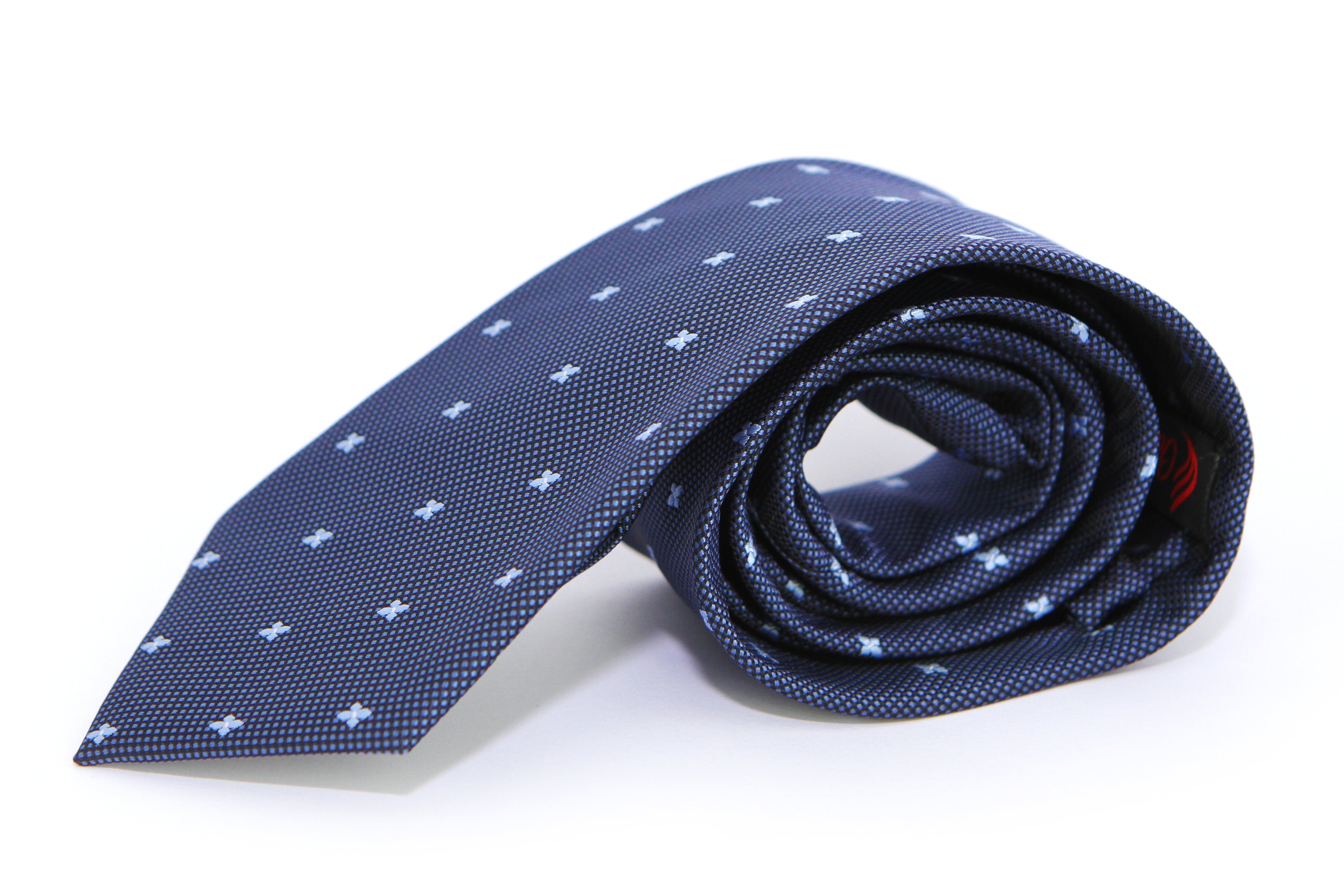 Corbata Azul Oscuro Trenzado con Flores