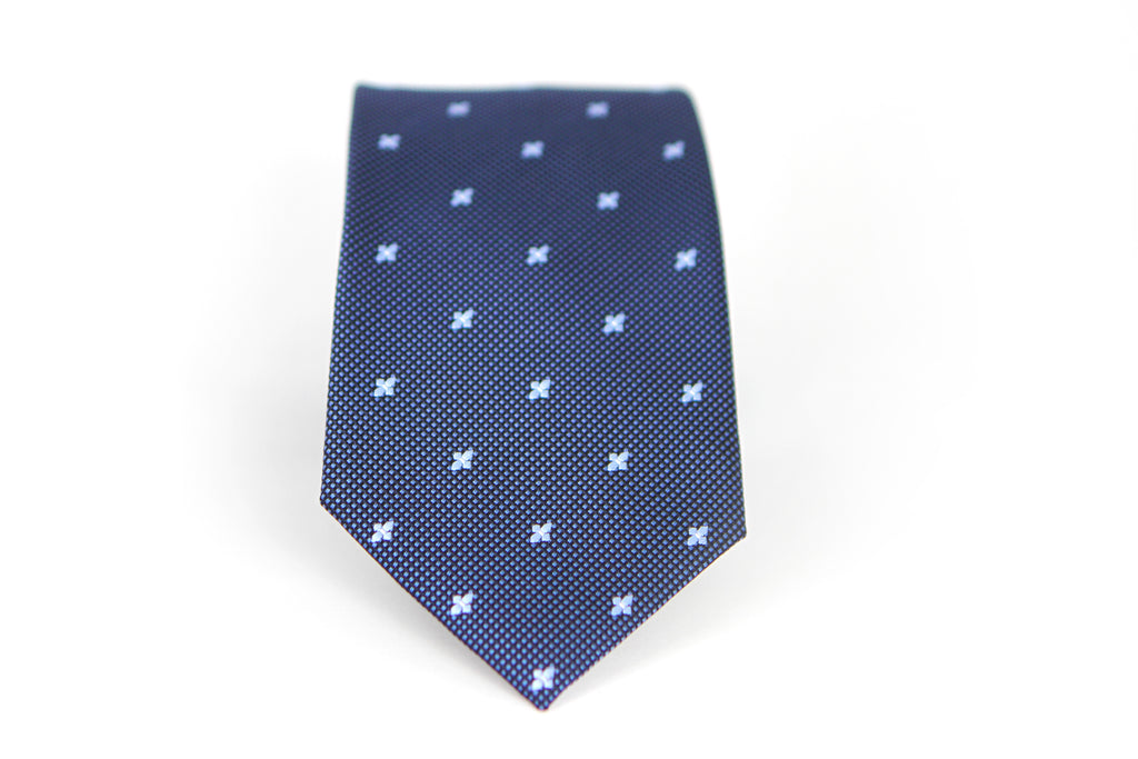 Corbata Azul Oscuro Trenzado con Flores