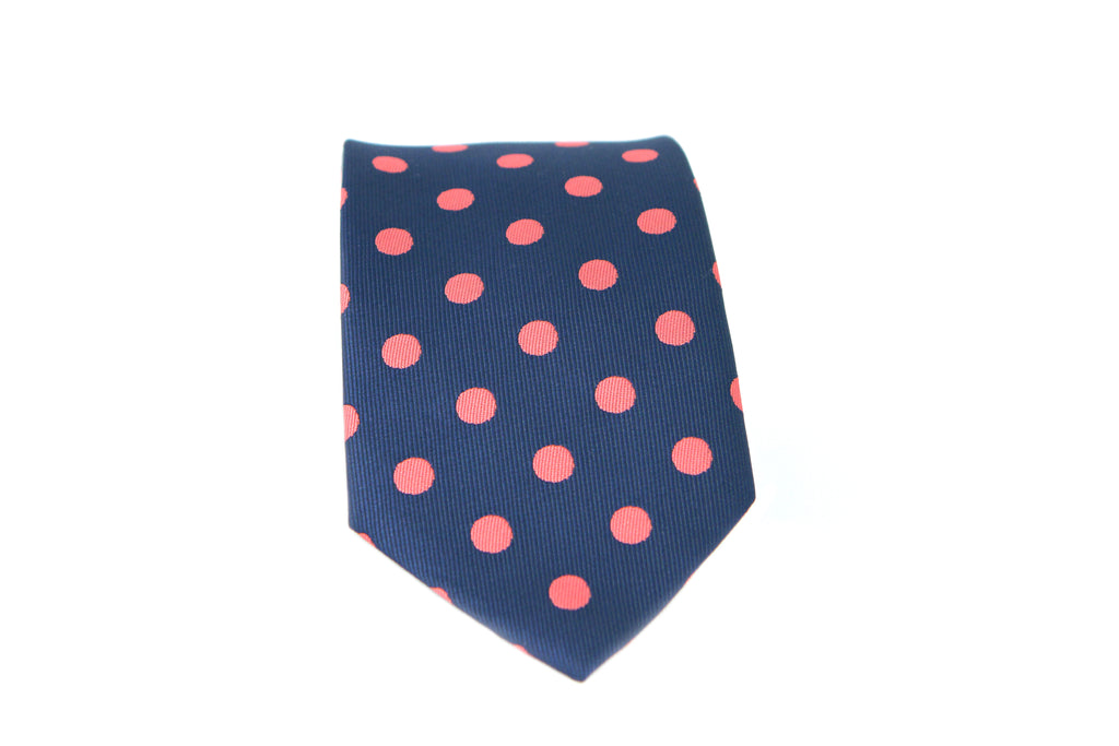 Corbata Azul con Lunares Rosas