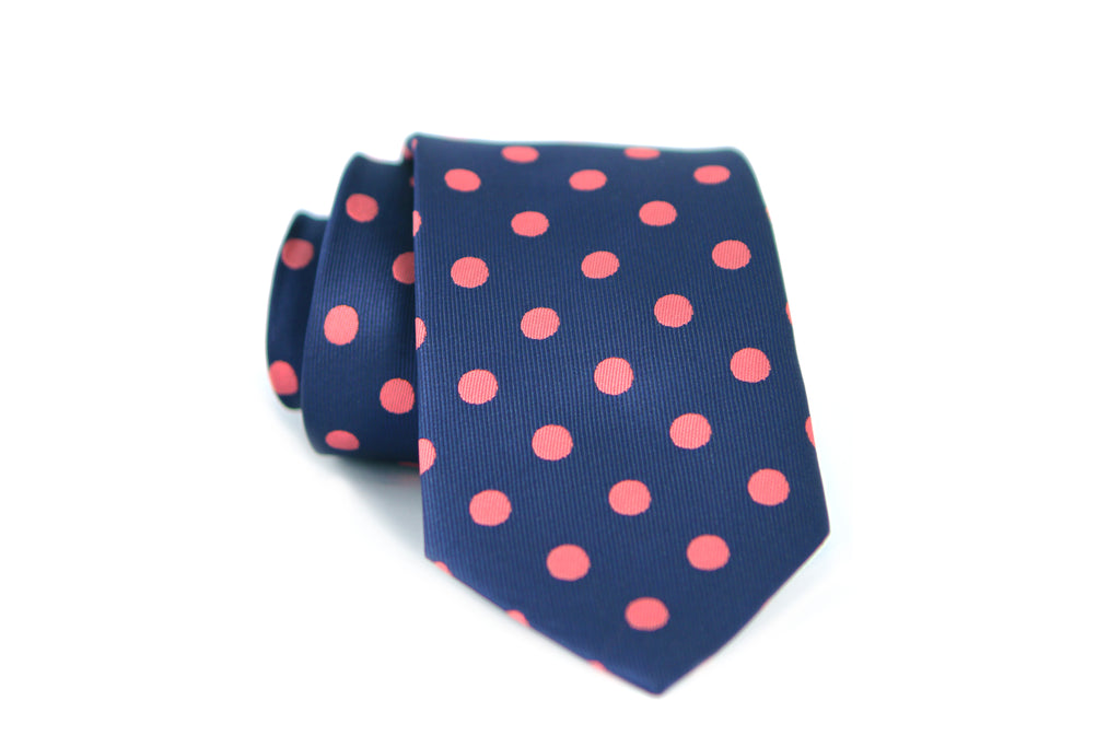 Corbata Azul con Lunares Rosas