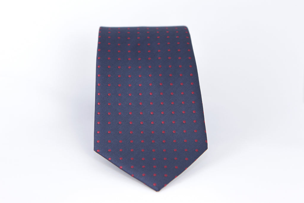 Dark Blue Tie with Maroon Dots