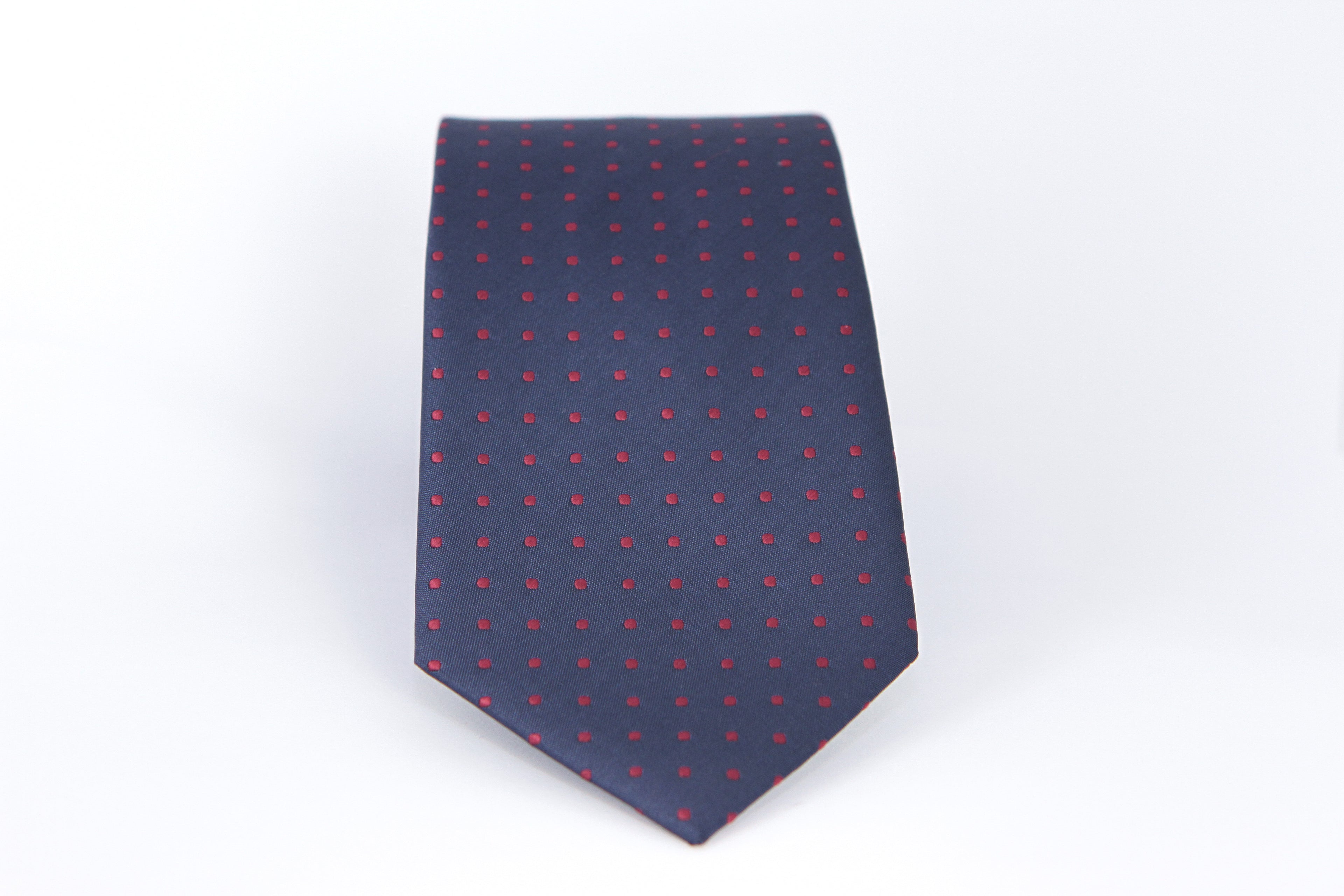 Dark Blue Tie with Maroon Dots