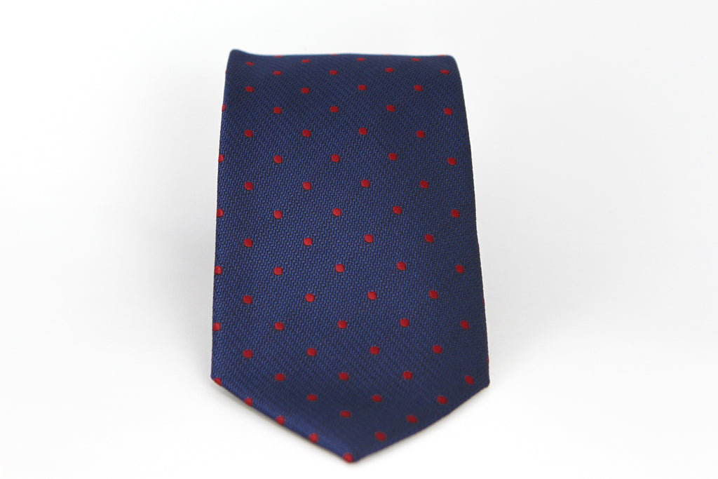 Corbata Azul con Puntos Rojos
