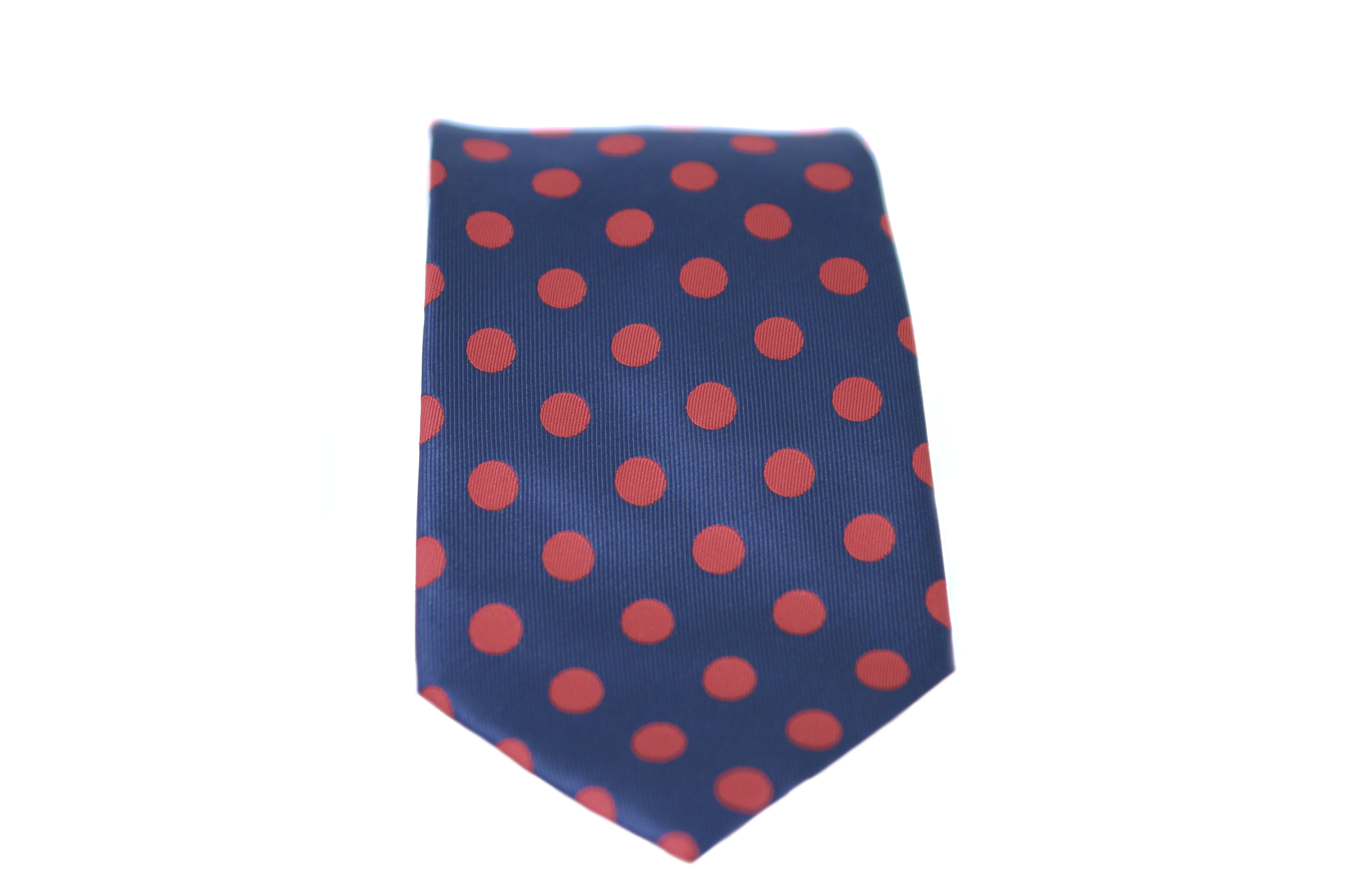 Corbata Azul con Lunares Rojos