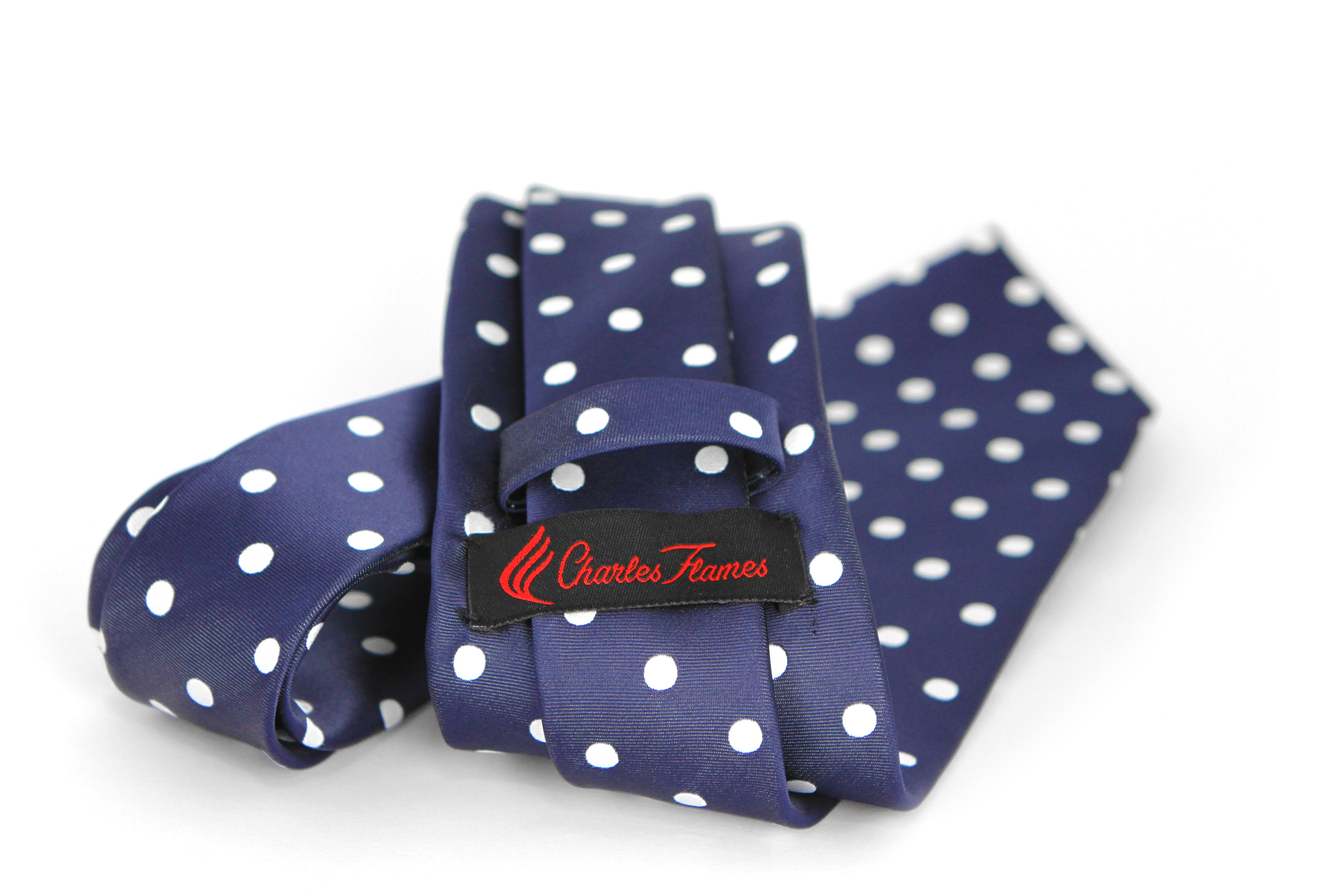 Corbata Azul con Lunares Blancos