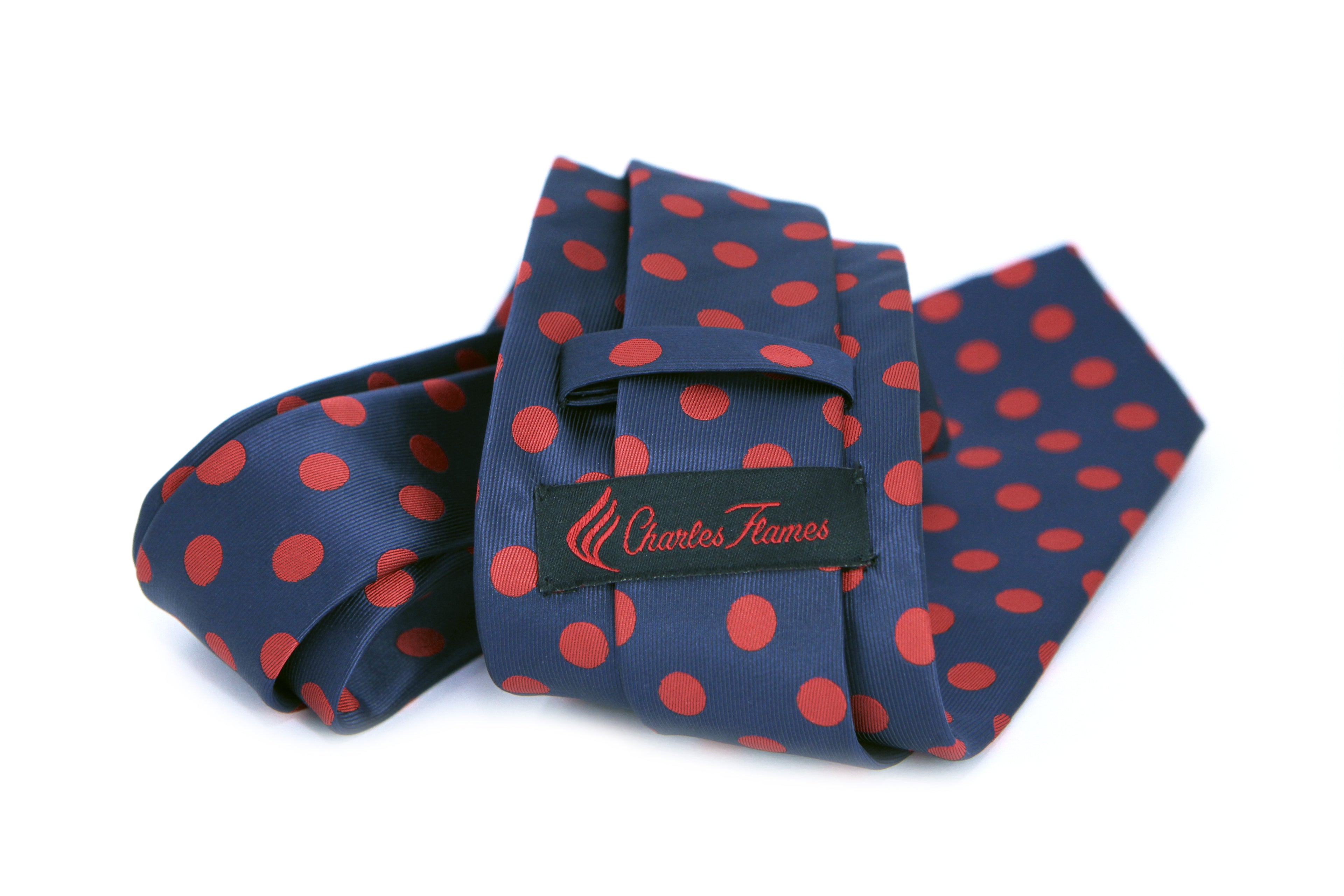 Corbata Azul con Lunares Rojos