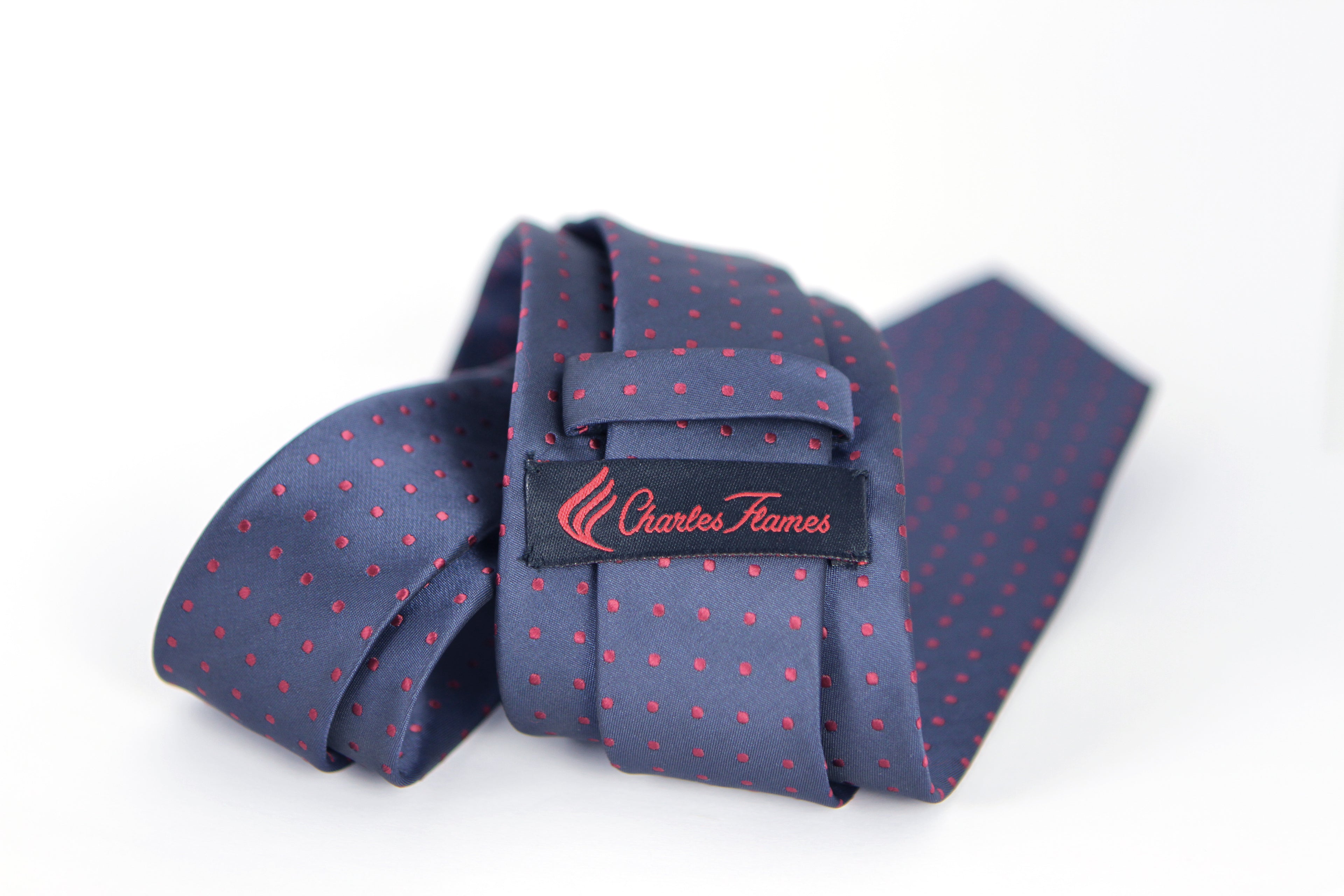 Dark Blue Tie with Maroon Dots