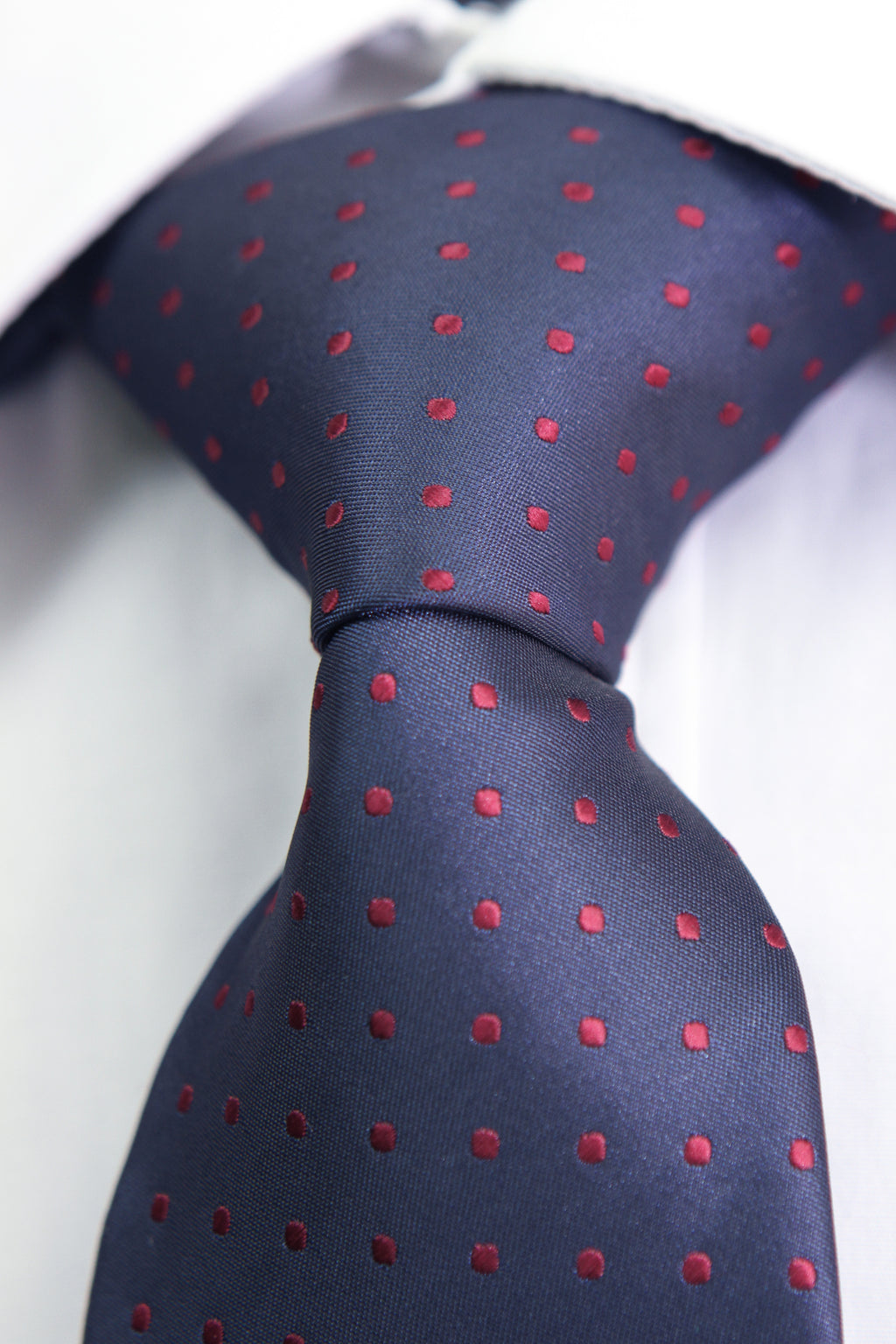 Dark Blue Tie with Maroon Dots