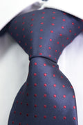 Dark Blue Tie with Maroon Dots