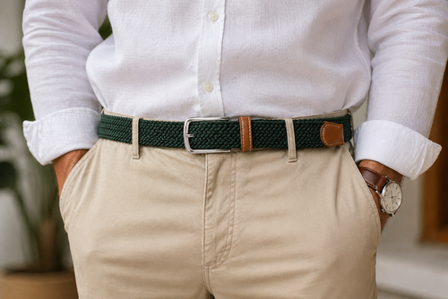 Green Elastic Braided Belt