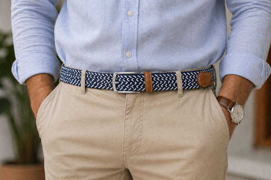 Navy Blue Elastic Braided Belt