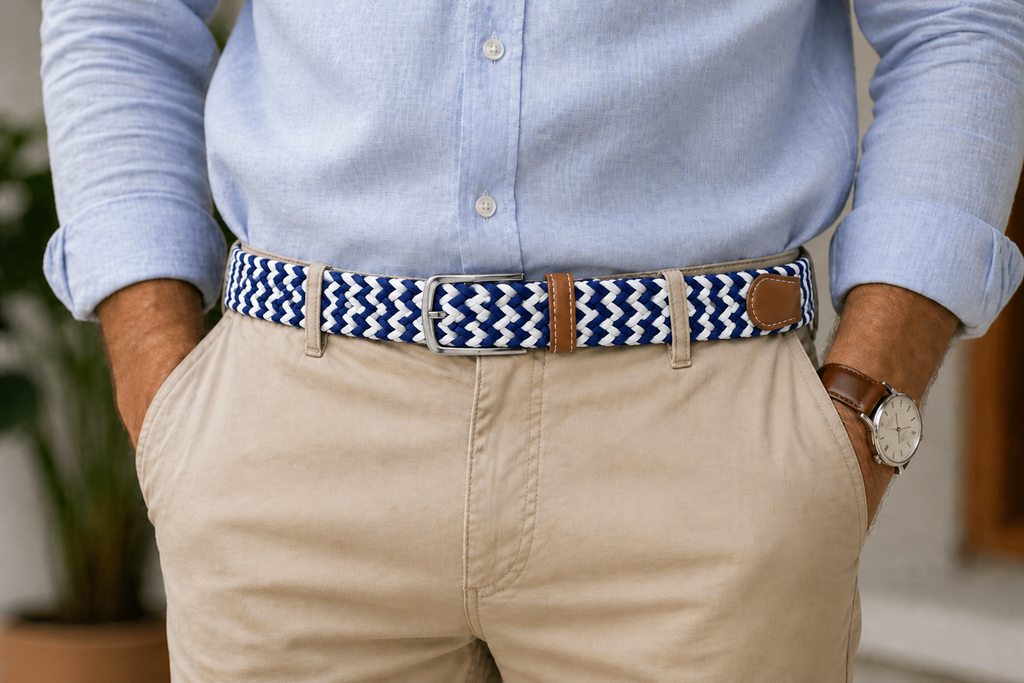 Navy Blue Elastic Braided Belt