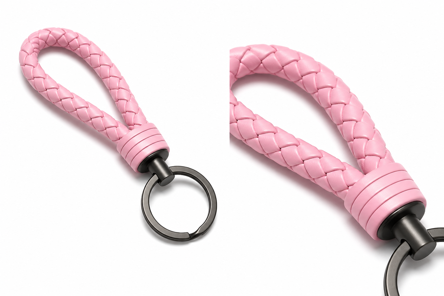 Braided pink keychain
