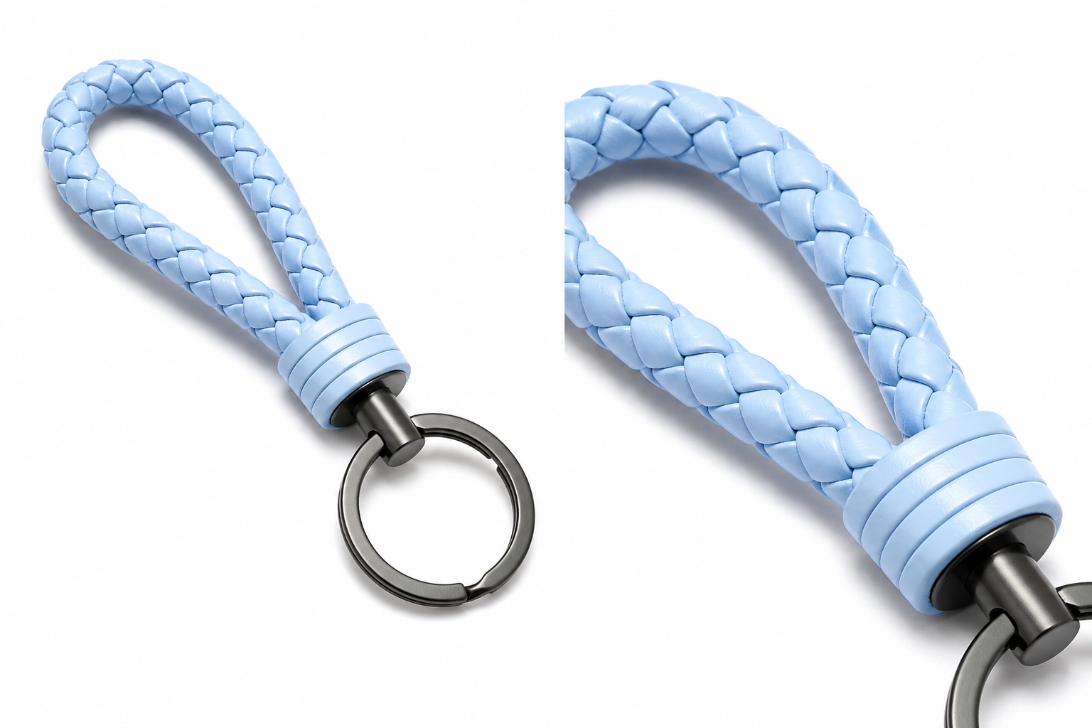 Light blue braided keychain